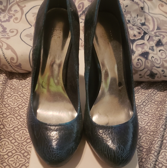 INC International Concepts Shoes - INC Blue snake skin blocked heel